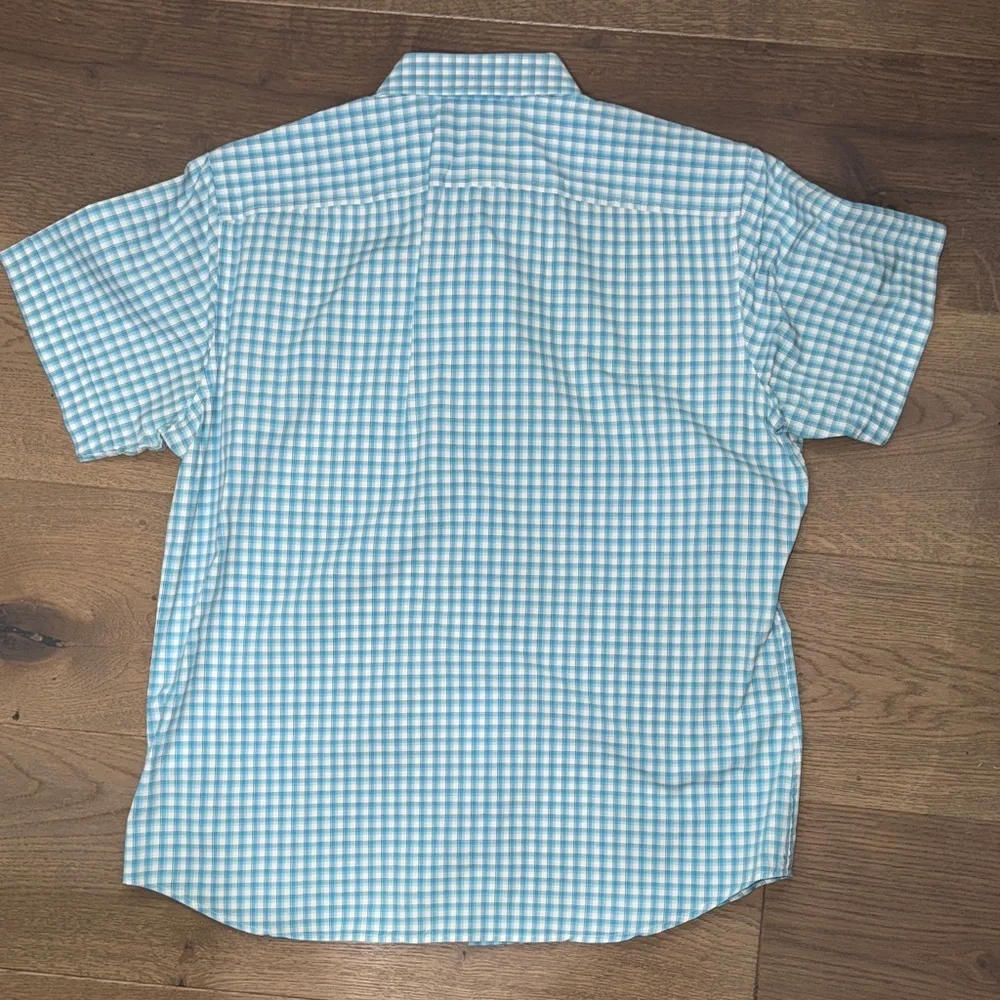 Banana Republic Aqua and White Plaid Shirt